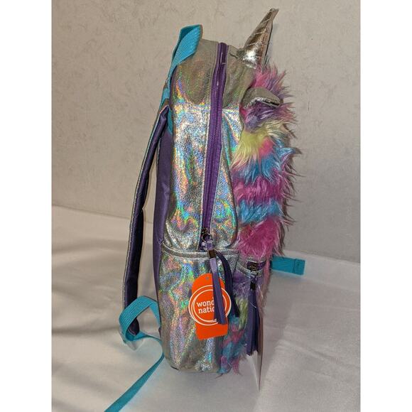 Wonder Nation Unicorn Fuzzy Backpack 17" Laptop Sleeve Reflective DAMAGED CORN - Picture 7 of 8